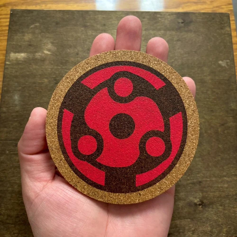 Naruto Madara Eternal Mangekyou Sharingan Engraved Painted Cork Coaster